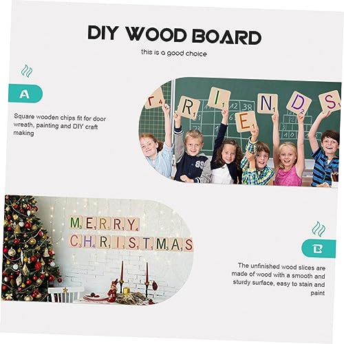 Gogogmee 50pcs Pieces Graffiti Wood Chips DIY Crafts Wood Top-Class Wood Material Wood Slices for Crafts Wood Discs Unfinished Wood Squares Blank Gogogmee