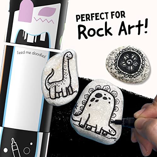 Funcils 5 Acrylic Black Paint Pen - Fine Tip, Thin Point & Jumbo Pens (1mm, 3mm, 6mm, 10mm, 15mm) - Black Paint Marker for Plastic, Canvas, Wood, Funcils