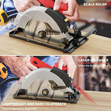 Circular Saw, 1500W Power Circular Saws with Laser Guide, 5500RPM Compact Circular Saw with 3 Saw Blades (24T+ 48T)7-1/4'', 0-45° Bevel Adjustment, Vistreck