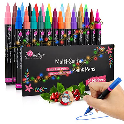 PAINTIGO 26 Paint Pens Paint Markers, Acrylic Paint Pens For Rock Painting, Canvas, Wood, Glass, Ceramic, Fabric, acrylic paint markers for craft