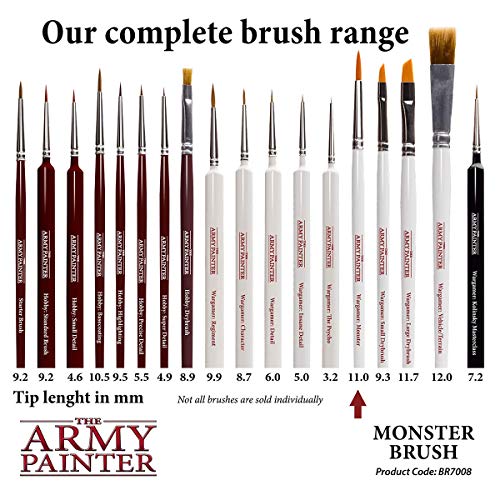 The Army Painter Wargamer: Monster - Wargamer Brush with Synthetic Toray Hair – Large Basecoat Brush for Wargames, Fine Detail Paint Brush for - WoodArtSupply