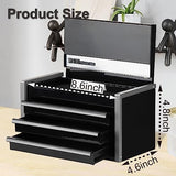 P.I.T. Mini Black Tool Box, Portable 3 Drawer Steel Tool Box with Magnetic Tab Locking, Black Micro Top Chest with Liner for Tools Storage, Home DIY P.I.T.