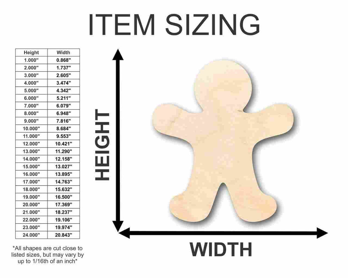 Unfinished Wood Gingerbread Man Shape - Candy - Holiday - Craft - up to 24" DIY 7" / 1/2" 24 Hour Crafts