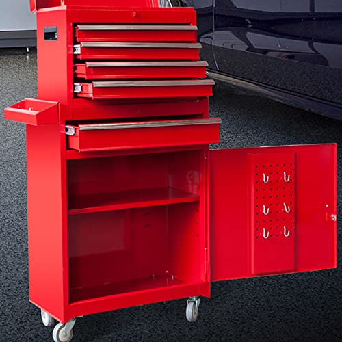 ROAD DAWG Torin Rolling Garage Workshop Organizer: Detachable 4 Drawer Tool Chest with Large Storage Cabinet and Adjustable Shelf, 20.3" l x 11" w x