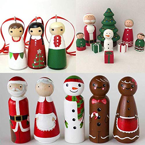 20PCS Decorative Wooden Peg Doll People, Airlxf Unfinished Wooden Peg Dolls Peg People Doll Bodies Wooden Figures Angel Peg Dolls for DIY Painting