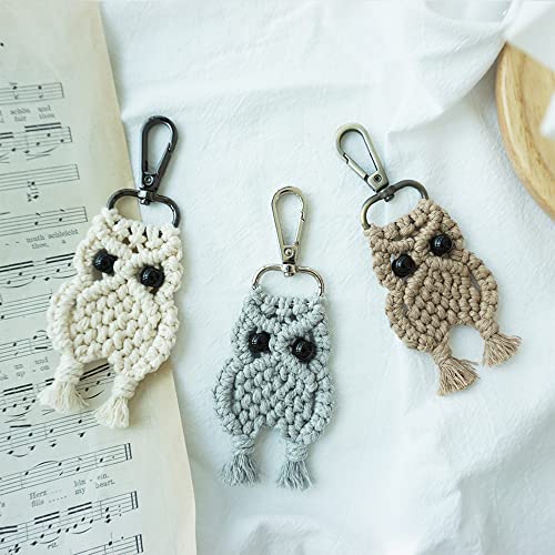 Macrame owl clearance keychain