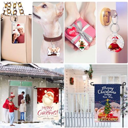 128 PCS Sublimation Blanks Products, Modacraft Christmas Ornaments Crafts Sublimation Starter Kit with Instruction Manual, Blank Makeup Bag Fridge