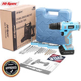 Hi-Spec 50pc 12V Cordless Drill Driver Set Electric Battery Powered - Portable Tool Box and Bit Set for DIY Projects, Home Repair, and Professional Hi-Spec