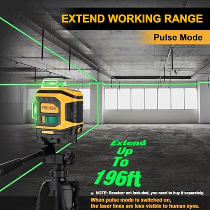 PREXISO Laser Level 3 X 360° with Tripod - Rechargeable Cross Line Leveler, Green Line Laser Level Self Leveling for Construction, Tile, Home - WoodArtSupply