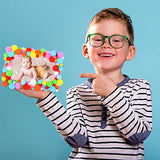 Whaline 16Pcs Picture Frame Painting Craft Kit with Painting Pens Diamond Stickers Pom Poms Frame Display Wooden DIY Photo Frames for Wall Tabletop Whaline