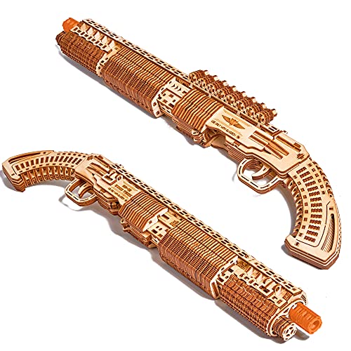 Wood Trick Shotgun 3D Wooden Puzzles for Adults and Kids to Build - Detailed Construction - 23x8″ - Wooden Model Kits for Adults and Teens to Build - Wood Trick