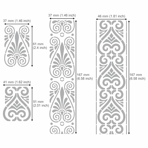 Aleks Melnyk No.326 Metal Stencil, Ancient Greek and Roman Ornament Design, Palmette Motif, Border, Patterns, Small Stencil, 1 PC, Template for Wood - WoodArtSupply