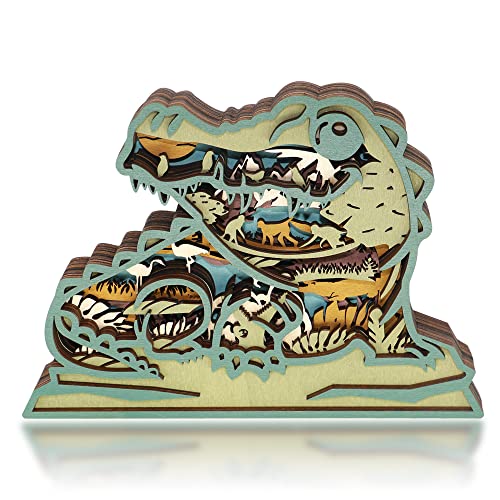 3D Wooden Crocodile Wall Sculpture by CmayAlgc – Rustic Animal Craft for Home and Office Decoration CmayAlgc