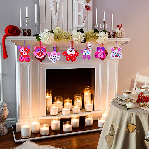 Winlyn 24 Sets Valentine's Day Craft Kits DIY Foam Hearts to Animal Shape Ornaments Art Sets Heart Dog Unicorn Bee Cat Owl Butterfly Ladybug Llama Winlyn