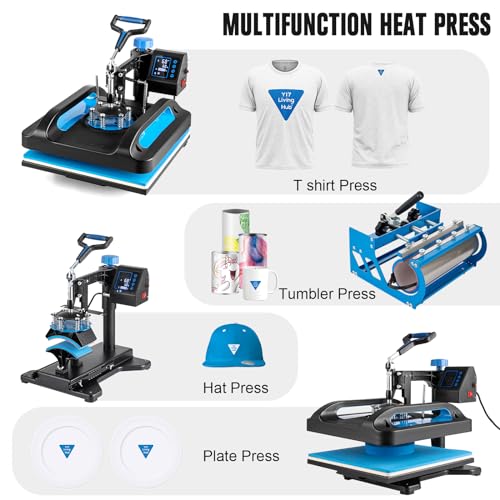 Topdeep Pro Heat Press 15x12 Inch, 5 in 1 Heat Press Machine with 30 OZ Tumbler Press, Swing Away T Shirt Pressing Machine, Combo Tumbler Heat Press Topdeep
