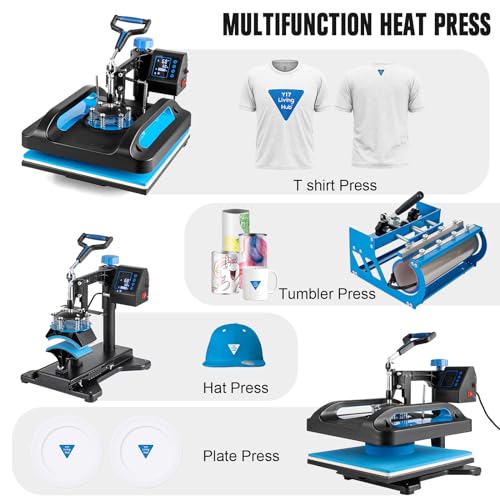 Topdeep Pro Heat Press 15x12 Inch, 5 in 1 Heat Press Machine with 30 OZ Tumbler Press, Swing Away T Shirt Pressing Machine, Combo Tumbler Heat Press - WoodArtSupply