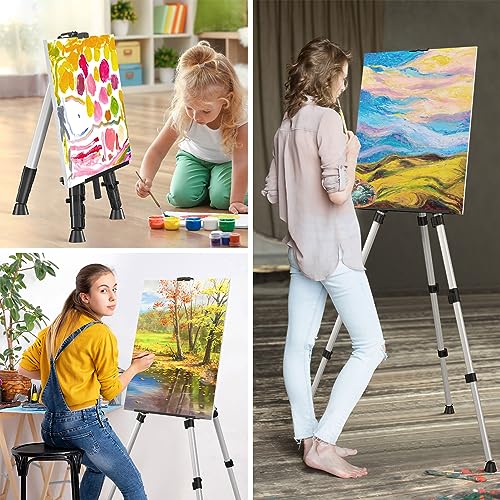 Art Painting Easel Stand by JULEHUI- Portable Adjustable Easel Tripod - Large Standing Floor Adults Easel for Drawing & Display - Black Metal Canvas - WoodArtSupply