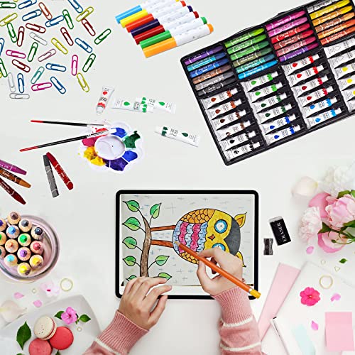 KINSPORY Art Gift for Kids, Art Supplies Case - 139 Piece Art Sets & Crafts Kit with Sketch Pads, Deluxe Wooden Box for Artist Beginners Girls Boys KINSPORY