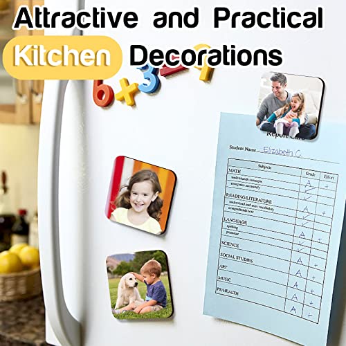 32 Pcs Sublimation Blank Refrigerator Magnets, 2.4 x2.4 Inch Sublimation Magnet Blanks Kit Including 16 Pcs Fridge Magnets and 16 Pcs MDF Sublimation