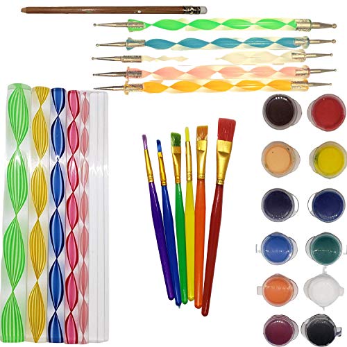 Seattle Luxe 50 Piece Mandala Dotting Tools, Easy-to-Follow Instructions w/Paint, Stencils, & More. Mandala Dot Art, Mandala Rock Painting Kit, - WoodArtSupply