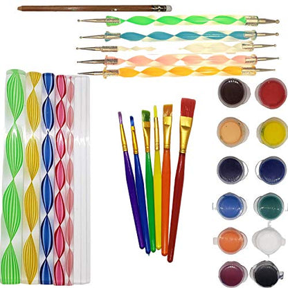 Seattle Luxe 50 Piece Mandala Dotting Tools, Easy-to-Follow Instructions w/Paint, Stencils, & More. Mandala Dot Art, Mandala Rock Painting Kit,