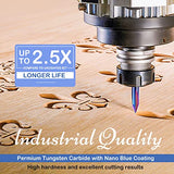 HQMaster CNC Router Bits 1/4 Inch Shank Carving Bit 8 Pcs Set for Wood Detail Profile V Groove Engraving Solid Carbide CNC Router Bit Collection HQMaster