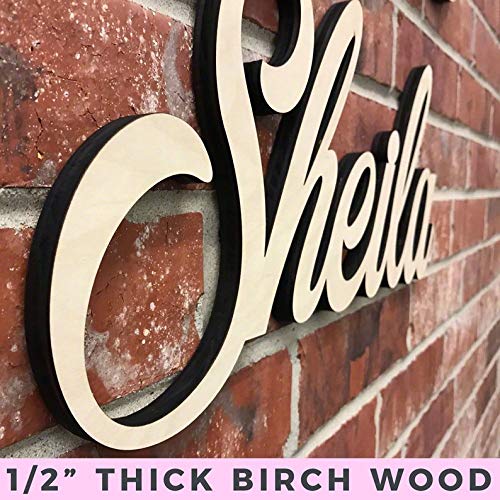 Personalized Wooden Baby Name Sign for Nursery - 12"-33" Kids Room Wall Decor - 1/2" Thick USA MADE