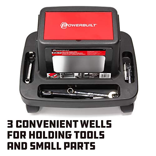 Powerbuilt 620526 Sturdy HD Injection Rolling Storage Tray Work Seat, Black Powerbuilt