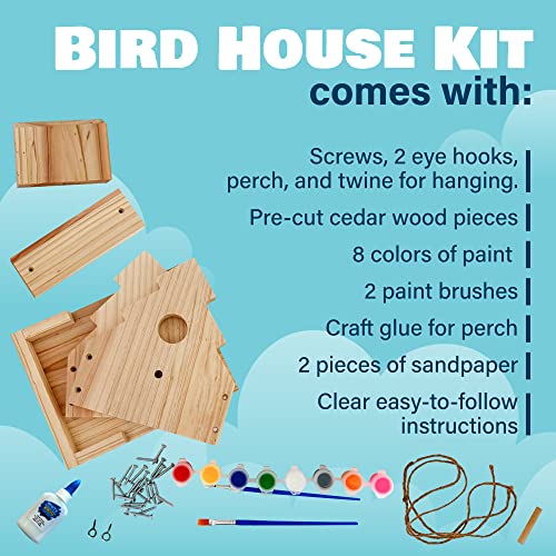 Bird House Kit for Adults and Children to Build and Paint - Easy Simple DIY Birdhouse Wood Craft Projects Bird House Tweet