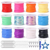 Candygirl Lanyard String, 12 Rolls Gimp String Plastic Lacing Cord Elastic String for Bracelet Keychains Boondoggle Making Kit DIY Craft Weaving Kit Candygirl
