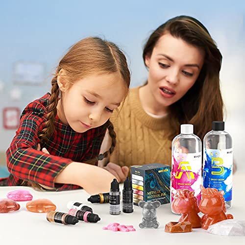 Wayin Metallic Alcohol Ink Set with Alcohol Ink Set Resin Dye Concentrated  Extreme Shimmer Alcohol-Based Inks for Epoxy Resin Yupo Tumbler Cups