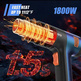 TDAGRO Heat Gun for crafting 1800W, 122℉~1202℉ Variable Temperature Control with 2-Temp Settings 4 Nozzles, 1.5s Fast Heating Blue Heat Gun for TDAGRO