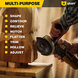 GRAFF Premium Wood Carving Disc 4 1/2 Inch for Angle Grinder - Shaping and Grinding Wheel for Wood, Drywall, Chipboard, Plastic - Woodworking Angle GRAFF