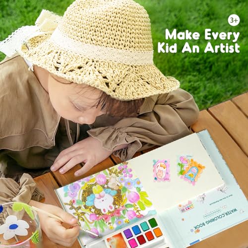 Water Coloring Books for Kids Ages 4-8,Pocket Watercolor Painting Book Kit  for Toddlers,Kids Water Color Paint Set Art Crafts,Mini Travel Water