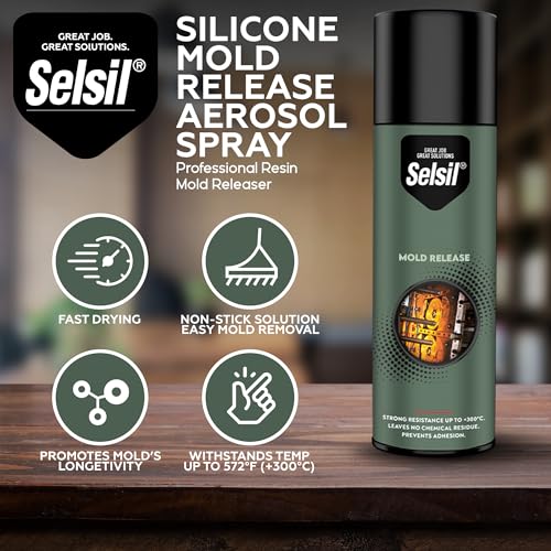 SELSIL Silicone Mold Release Aerosol Spray (13.5 fl oz) Professional Resin Mold Releaser, Non-Stick, Fast-Drying & Easy Mold Removal, (Pack of 1) - WoodArtSupply