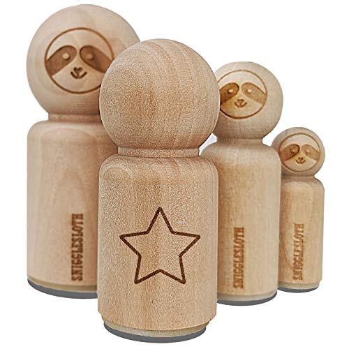 Star Shape Excellent Outline Rubber Stamp for Stamping Crafting Planners - 1-1/4 Inch Large - WoodArtSupply