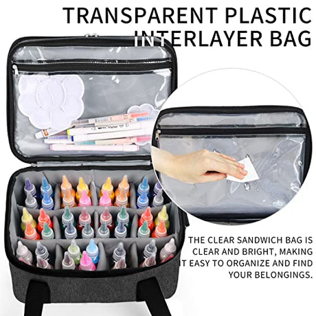 ALTLLEN Acrylic Paint Storage Case, Black, Unisex, Plastic and Leather, Ideal for Artists on-the-go ALTLLEN