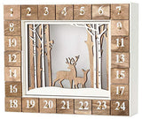 BRUBAKER Reusable Wooden Advent Calendar to Fill - White Winter Landscape with LED Lighting - DIY Christmas Calendar 13.98 x 2.36 x 10.63 inches BRUBAKER