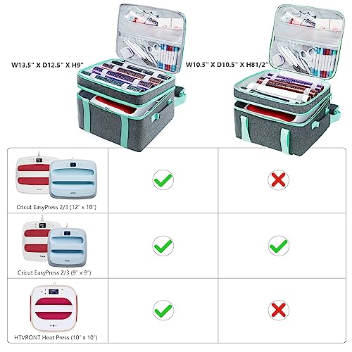MYBAGZING Double-Layer Carrying Case for Cricut EasyPress 2(9X9), Sturdy Heat Press Bag, Cricut Storage Case With Pockets for Cricut Accessories, MYBAGZING