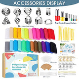 Snoghmil Polymer Clay Earrings Making Kit with 32pcs Polymer Clay Cutters, 24pcs Oven Bake Clay, 30 Set Earring Rings&Hooks, Modeling Clay Jewelry Snoghmil