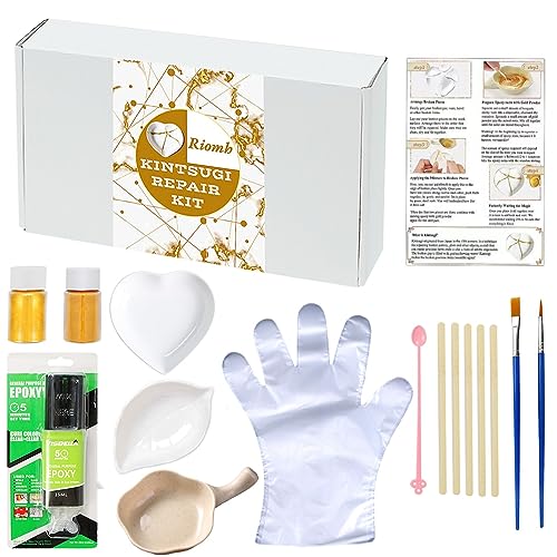 Kintsugi Repair kit, Pottery Repair kit Comes with Two Mini Practice Ceramic Bowls for Starter, Kintsugi Craft Repairs Your Meaningful Pottery - WoodArtSupply