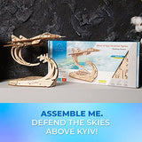 UGEARS Wooden Airplane Model Kits - The Ghost of Kyiv Ukrainian Fighter Jet Model Kit with Movable Ailerons, Wing Flaps & Tail Rudders - MiG-29 UGEARS