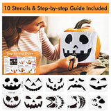 Shuttle Art 35 PCS Halloween Pumpkin Carving Kit, 11 PCS Professional Stainless Steel Pumpkin Carving Tools with 10 Stencils and 12 Electronic Shuttle Art