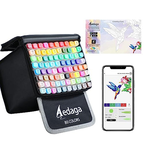 YHC 80 Colors Alcohol Markers for Artists, Free APP for Coloring, Dual Tips Alcohol-Based Markers for Drawing,Painting and Sketching, Great Gift Idea YHC