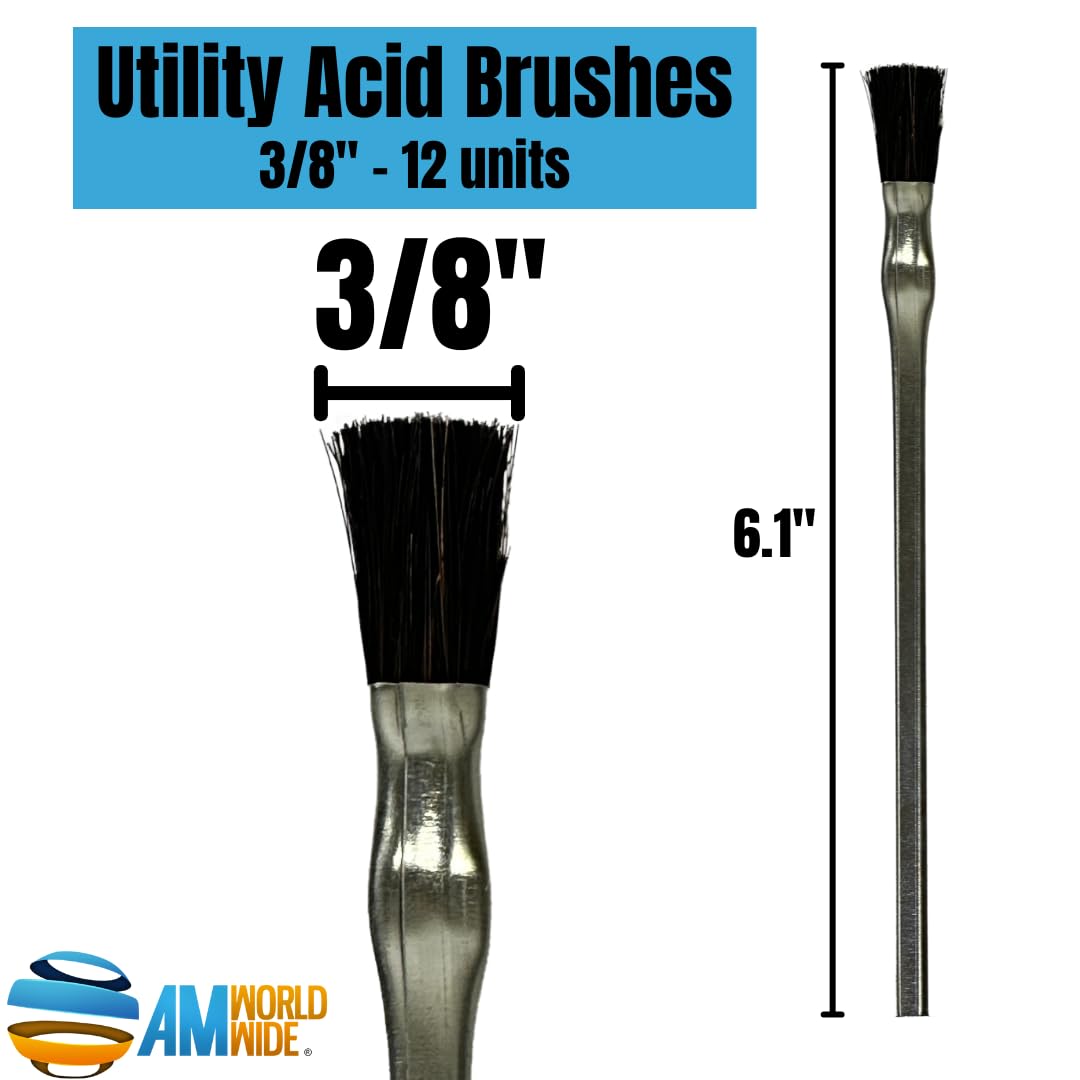 Acid Flux Brushes - 12 Cunt, 3/8" Horsehair - Disposable Glue Brush for Woodworking - Epoxy Brushes for Resin Working, Soldering, Crafting - Am - WoodArtSupply