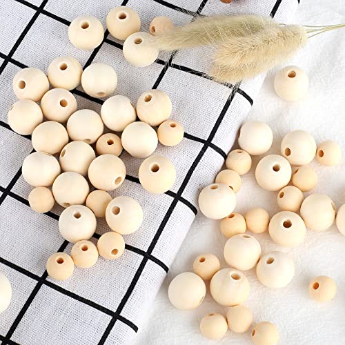 BOPOVA 190pcs 20mm Natural Wood Beads Unfinished Round Wooden Loose Beads Wood Spacer Beads for Craft Making (20MM) - WoodArtSupply