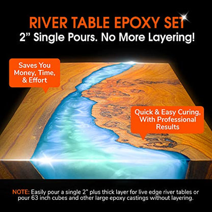 WiseBond - Epoxy Deep Pour Resin Kit, Crystal Clear Epoxy Resin for River Tables, Live-Edge Wood Furniture & Object Casting, UV Resistant Deep Pour - WoodArtSupply