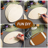 8 Pcs Wooden Football Cutouts Unfinished Wood Sports Themed Cutout Blank Wooden Football Shape Wood Hanging Slice Ornaments for DIY Crafts Door AWIZOM