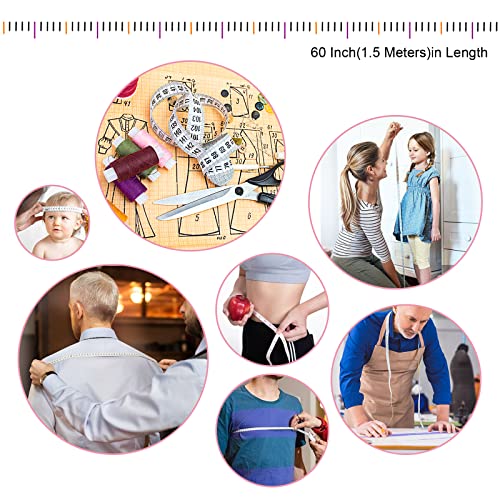 Measuring Tape Retractable, 60 Inch Soft Fabric Tape Measure for Body, Push Button Sewing Measurement Tape for Cloth Waist(12 Pack) BUSHIBU