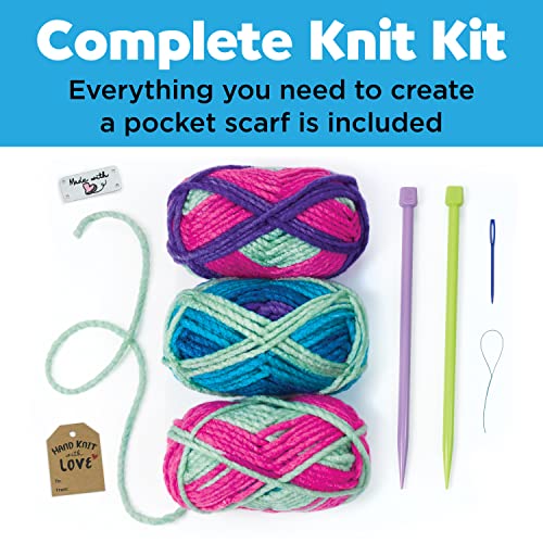 Creativity for Kids Learn to Knit Pocket Scarf - DIY Knitting Kit for Beginners, Kids Craft Kit Creativity for Kids